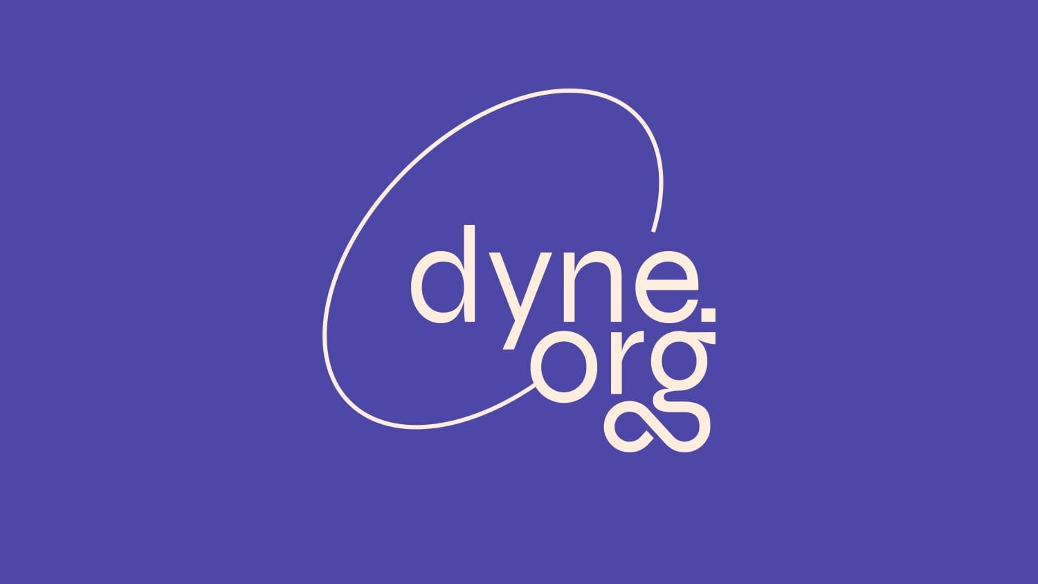 The logotype of planet dyne. It's the same as dyne.org but an elipse suggest that the "o" in ".org" is a planet in orbit arround the word.